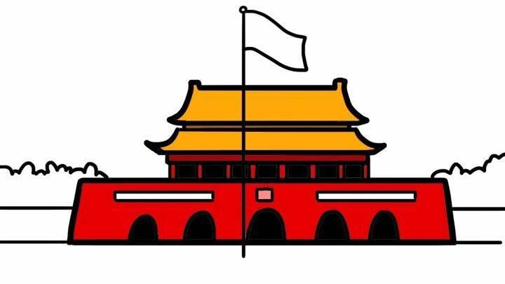 北京天门的简笔画 北京天门简笔画画法