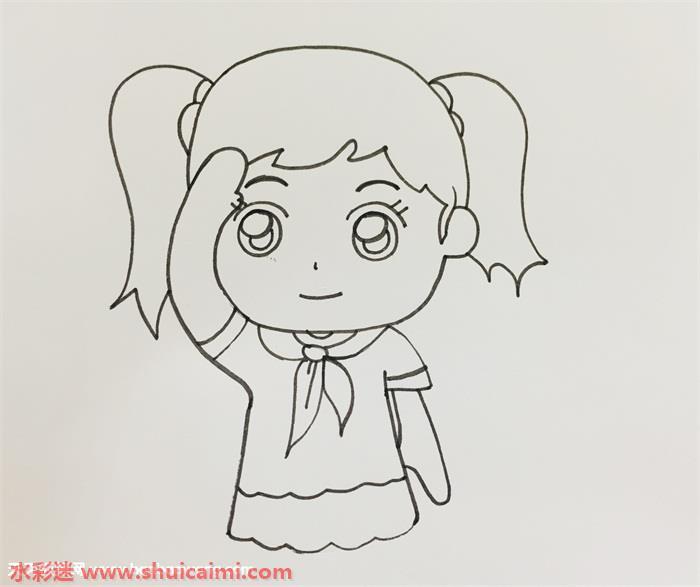 儿童敬礼怎么画 儿童敬礼简笔画简单彩色