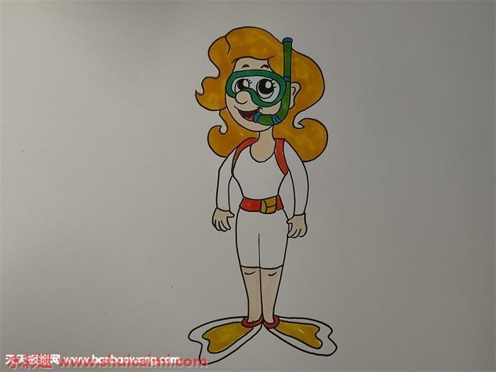 潜水员怎么画 潜水员简笔画简单彩色