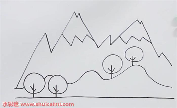 大山怎么画 大山简笔画图片大全带颜色