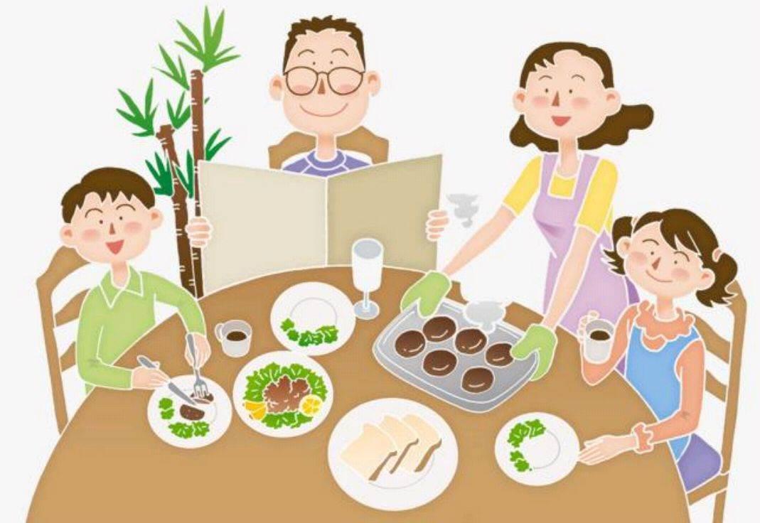 七夕节一家四口吃饭简笔画 一家四口吃年夜饭简笔画