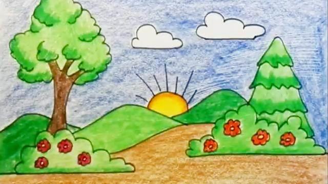 山水画简笔画 山水画简笔画儿童画