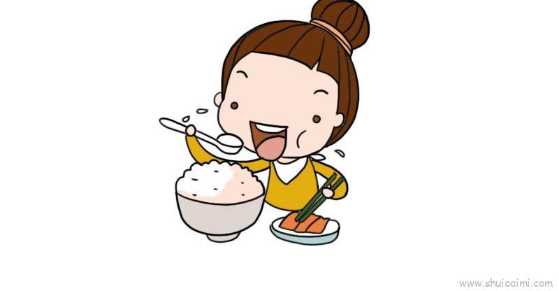 吃饭儿童画怎么画 吃饭简笔画顺序