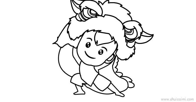 舞狮头儿童画怎么画 舞狮头简笔画教程