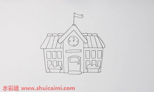 学校怎么画 学校简笔画简单好看带颜色