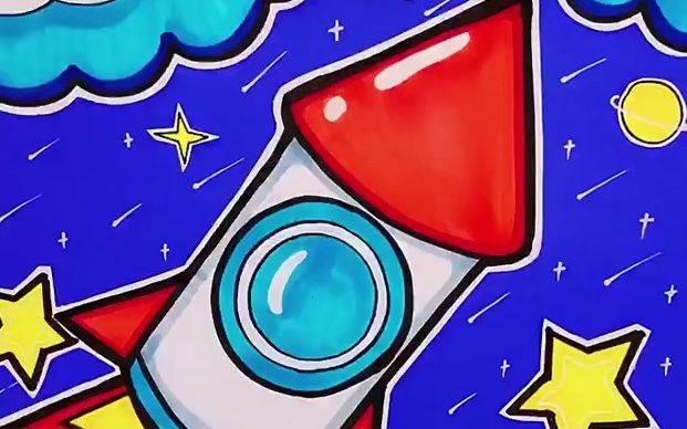 飞船简笔画 飞船简笔画彩色