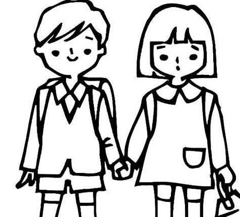 小朋友手拉手简笔画 两个小朋友手拉手简笔画