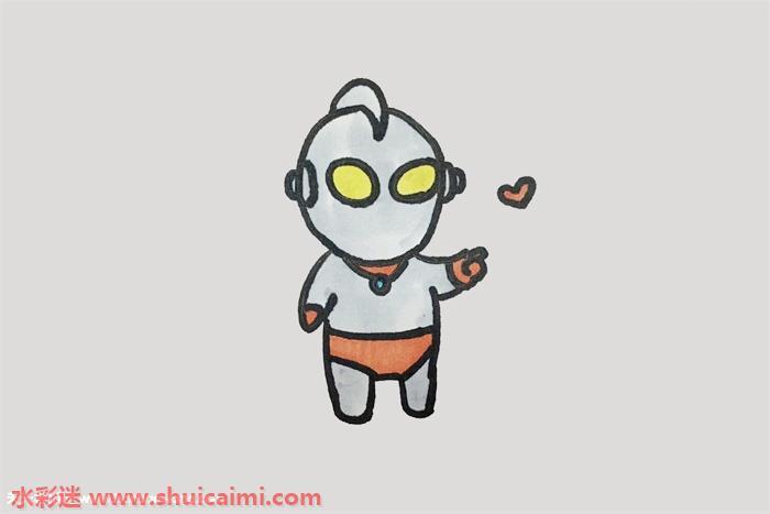 卡通创意的奥特曼艾克斯简笔画步骤图