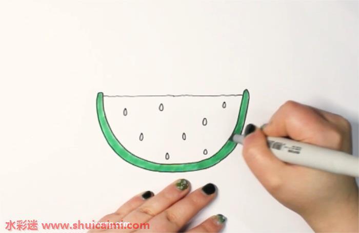 西瓜怎么画 西瓜简笔画彩色
