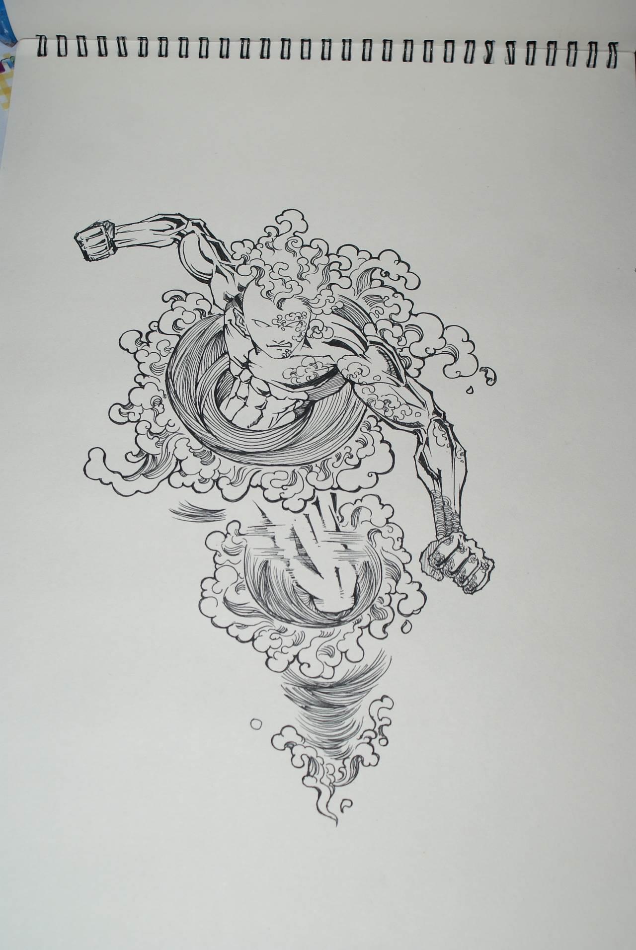 水神共工简笔画 水神共工简笔画教程