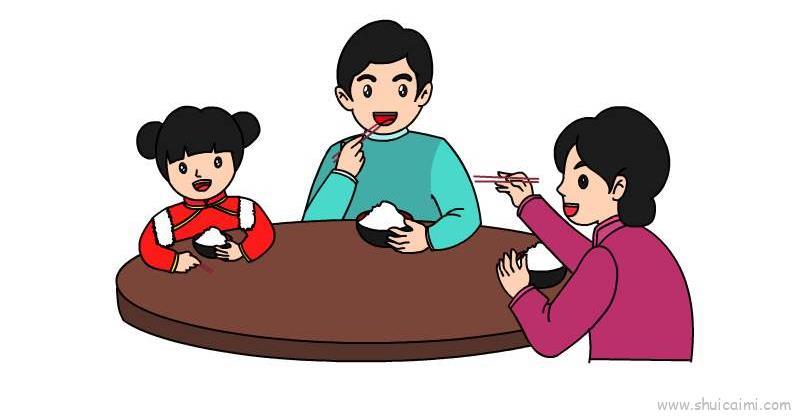 年夜饭儿童画怎么画 年夜饭简笔画画法