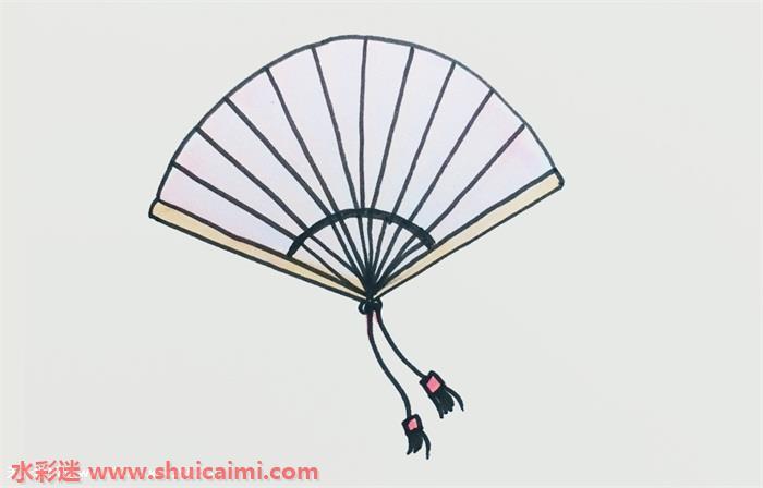 古代扇子简笔画怎么画简单易画彩色