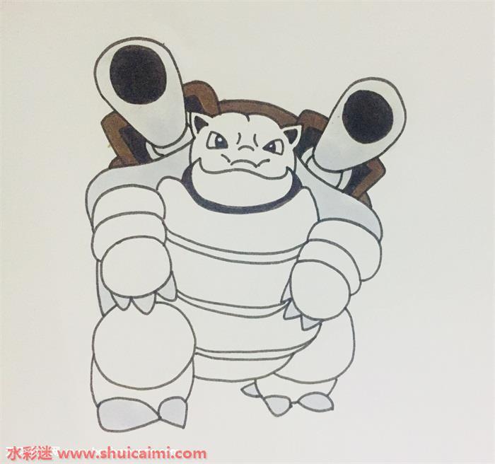 水箭龟怎么画 水箭龟简笔画步骤图