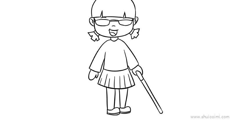 盲人儿童画怎么画 盲人简笔画图片