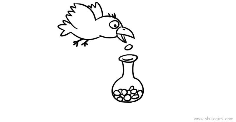 乌鸦喝水儿童画怎么画 乌鸦喝水简笔画图片