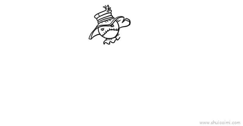 稻草人儿童画怎么画 稻草人简笔画步骤