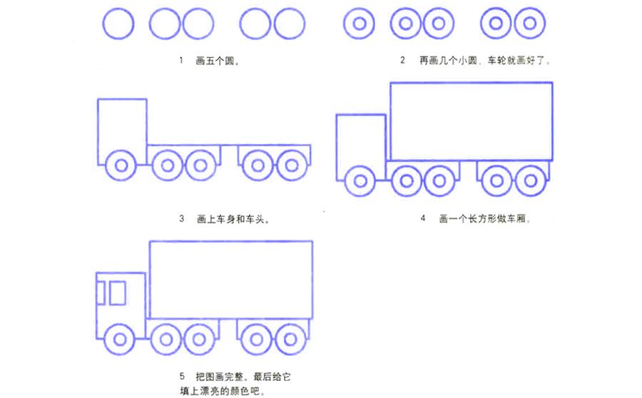 货车简笔画儿童画 卡车怎么画简笔画 儿童简笔画