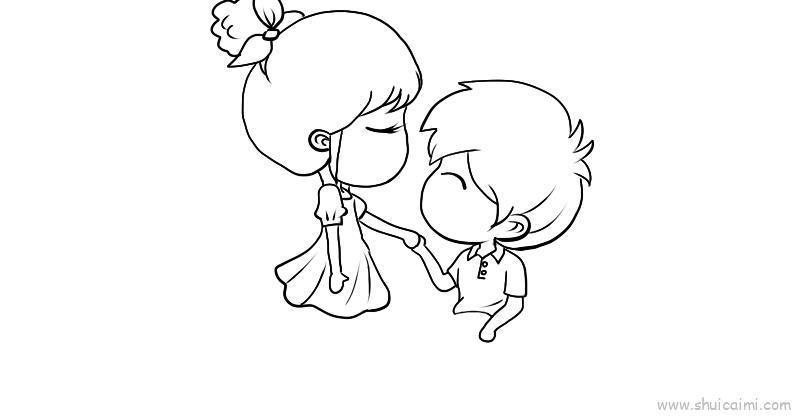 手绘情侣两个人儿童画怎么画 手绘情侣两个人简笔画好看