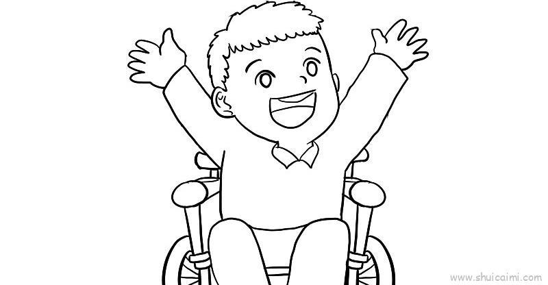 坐轮椅儿童画怎么画 坐轮椅简笔画顺序