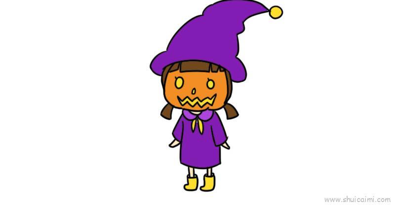 万圣节可爱装扮儿童画怎么画 万圣节可爱装扮简笔画图片大全