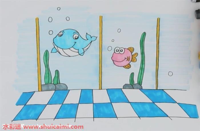 海洋馆怎么画 海洋馆简笔画彩色