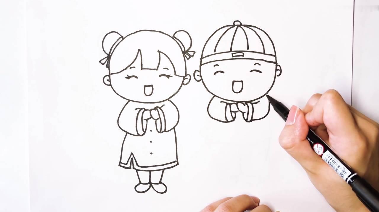 拜年双手握拳手势简笔画 拜年双手握拳手势简笔画