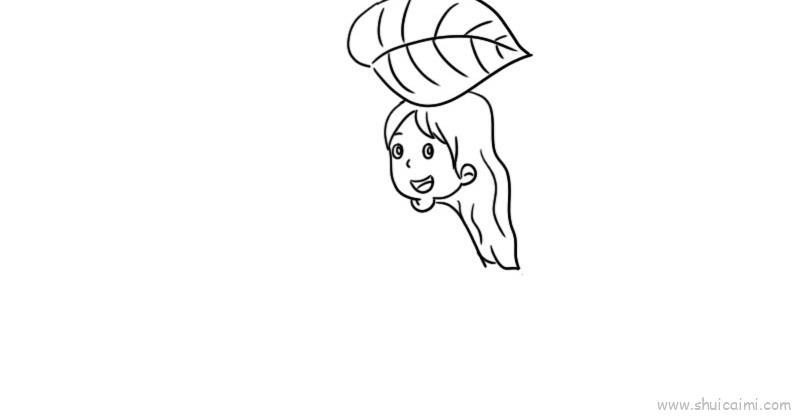 谷雨女孩叶子挡雨儿童画怎么画 谷雨女孩叶子挡雨简笔画好看