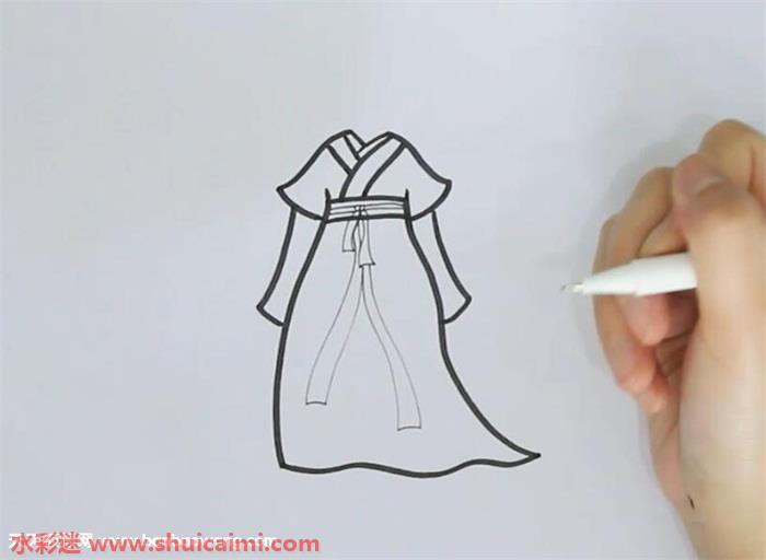 对襟襦裙怎么画 对襟襦裙简笔画漂亮卡通