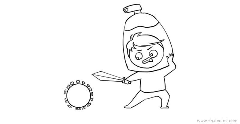 防疫病毒卡通简笔画步骤教学