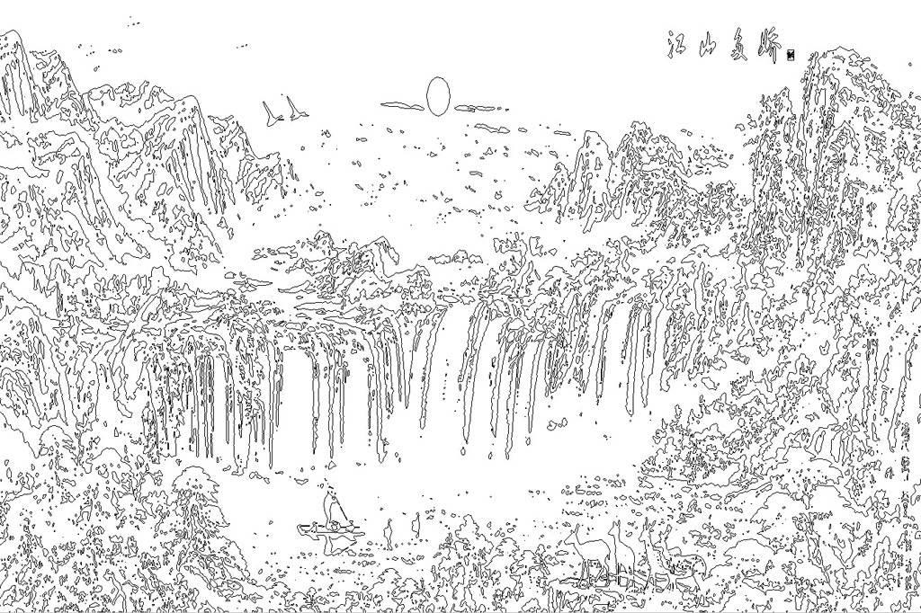 瀑布简笔画 瀑布简笔画山水