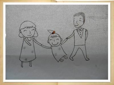 小朋友手拉手简笔画 两个小朋友手拉手简笔画