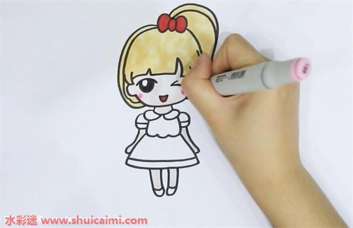 马尾女生简笔画怎么画简单易画彩色