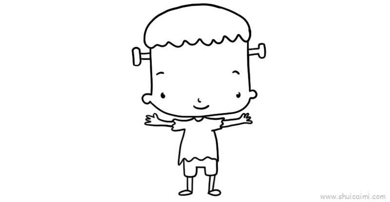 科学怪人儿童画怎么画 科学怪人简笔画好看