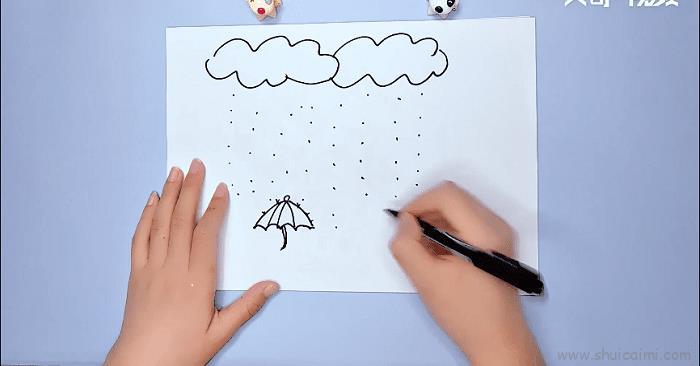 毛毛细雨儿童画怎么画 毛毛细雨简笔画图片大全