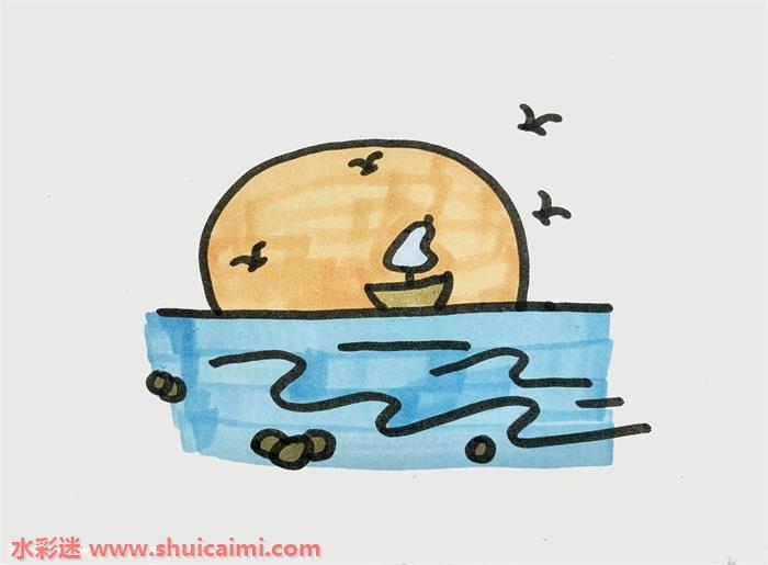 日落怎么画 日落简笔画步骤