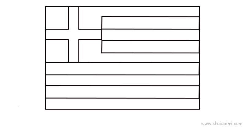 希腊国旗儿童画怎么画 希腊国旗简笔画步骤