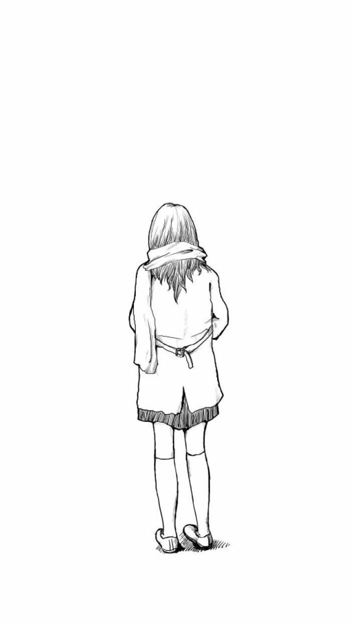 女孩背影简笔画 校园女孩背影简笔画