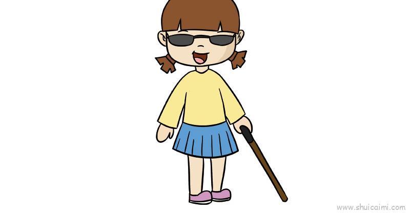 盲人儿童画怎么画 盲人简笔画图片