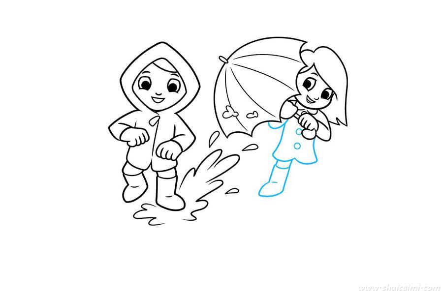 踩水坑怎么画 踩水坑简笔画简单又漂亮彩色