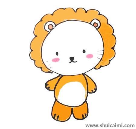 超萌小狮子儿童简笔画