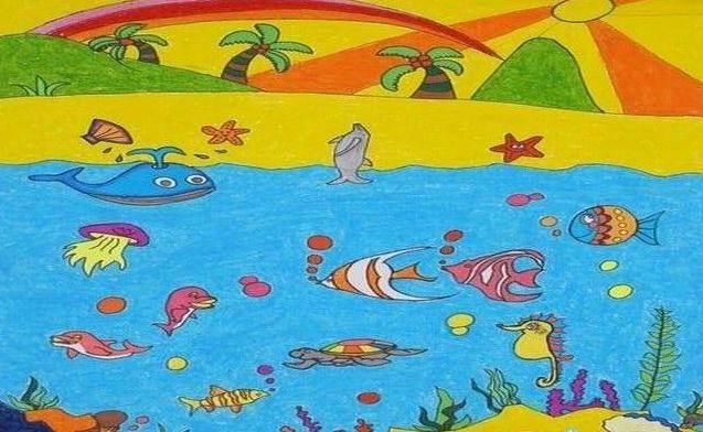 海洋简笔画 海洋简笔画图片带颜色