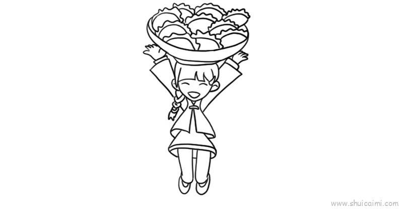 端饺子儿童画怎么画 端饺子简笔画画法