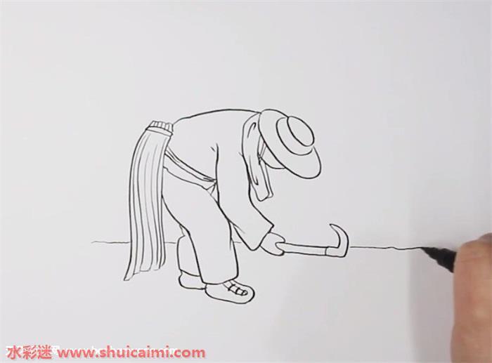 农民割稻谷怎么画 农民割稻谷简笔画图片大全带颜色