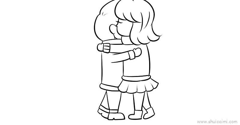 情侣拥抱儿童画怎么画 情侣拥抱简笔画简单