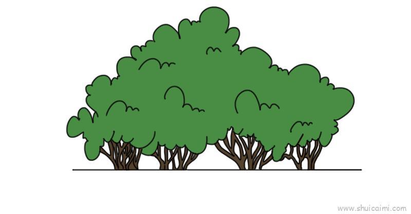 灌木儿童画怎么画 灌木简笔画顺序