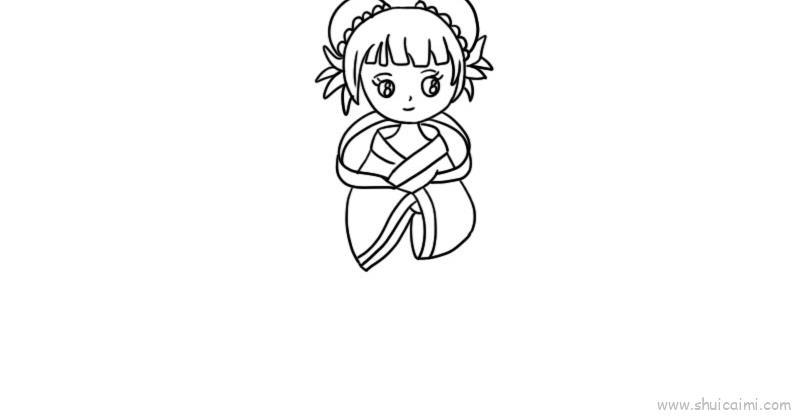 古风美女儿童画怎么画 古风美女简笔画步骤