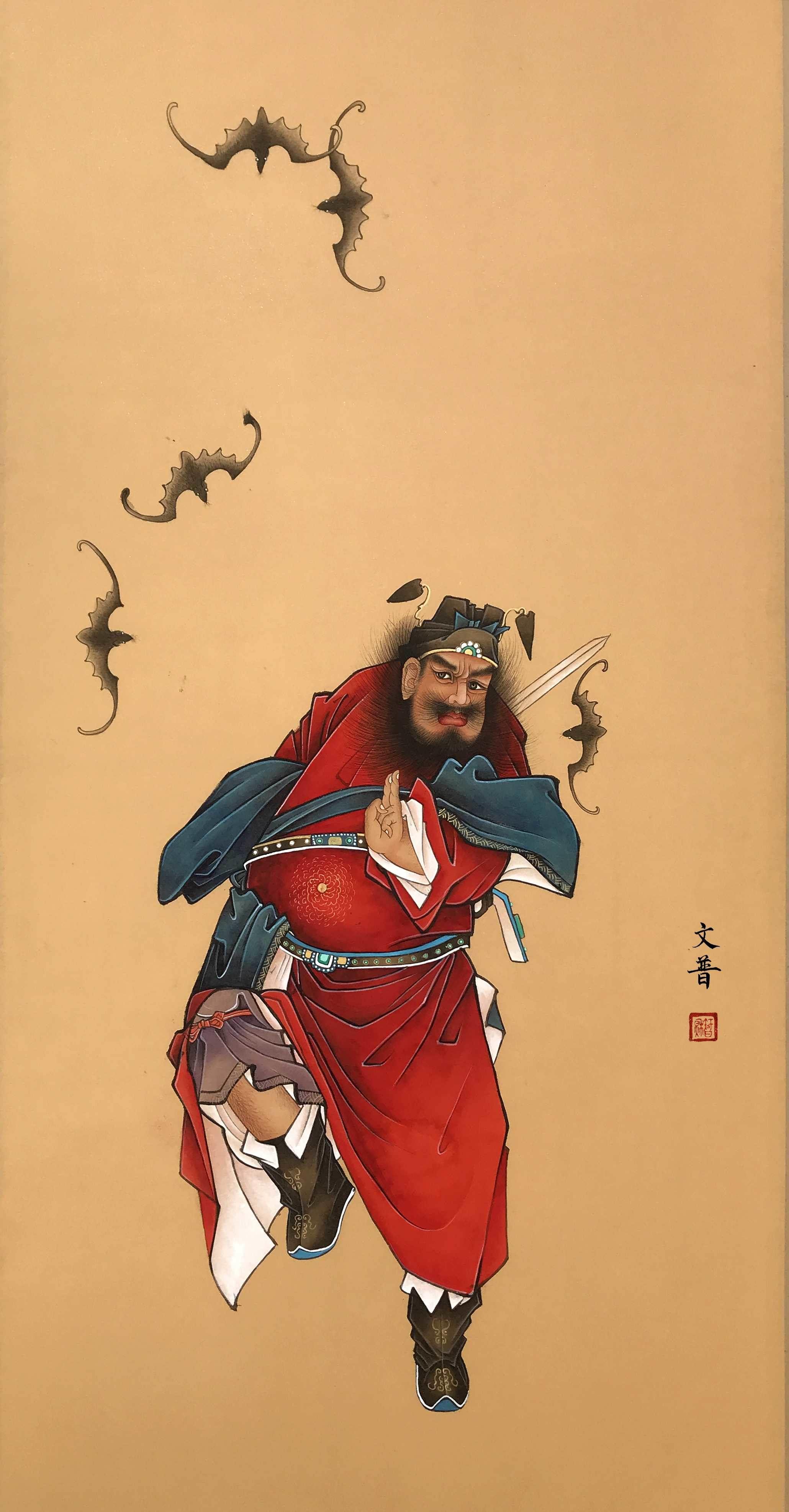 工笔画钟馗白描底稿 钟馗工笔白描人物线稿