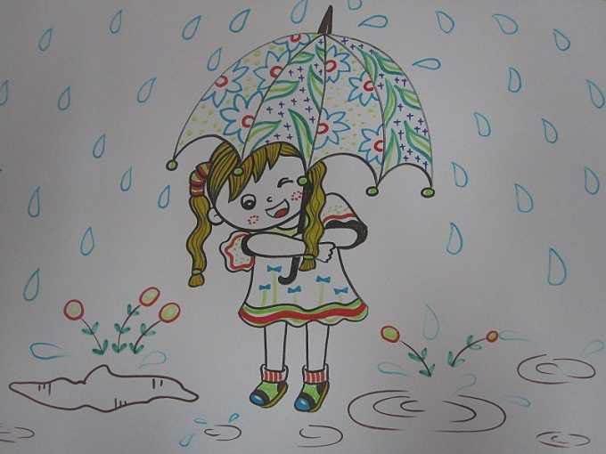 下雨简笔画 下雨简笔画彩色图片