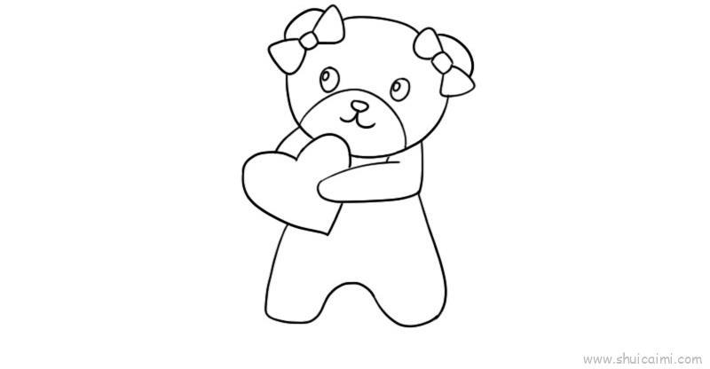 情人节爱心小熊教程儿童画怎么画 情人节爱心小熊教程简笔画画法