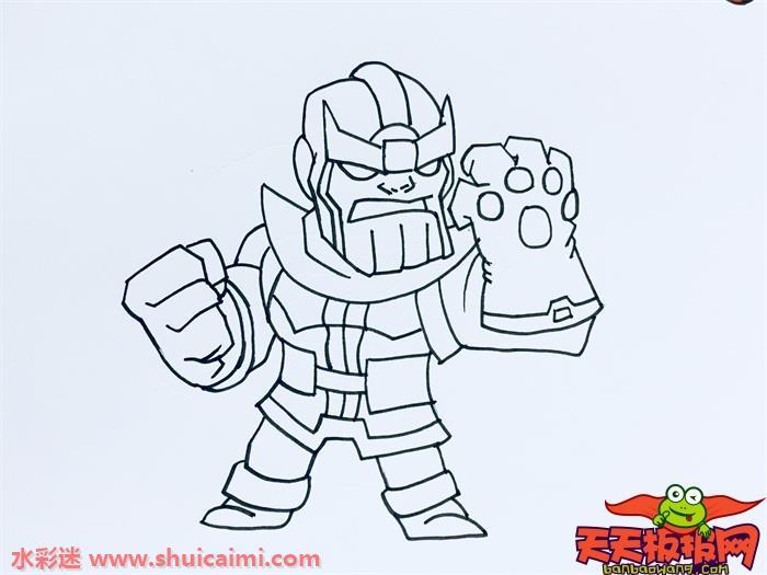 复仇联盟4灭霸怎么画 复仇联盟4灭霸简笔画图片大全带颜色